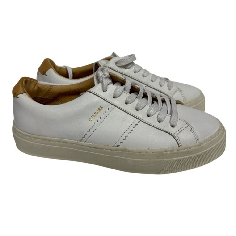 G.H. Bass Camden Men's Sneaker Leather Lace Up White Shoes Size 7.5